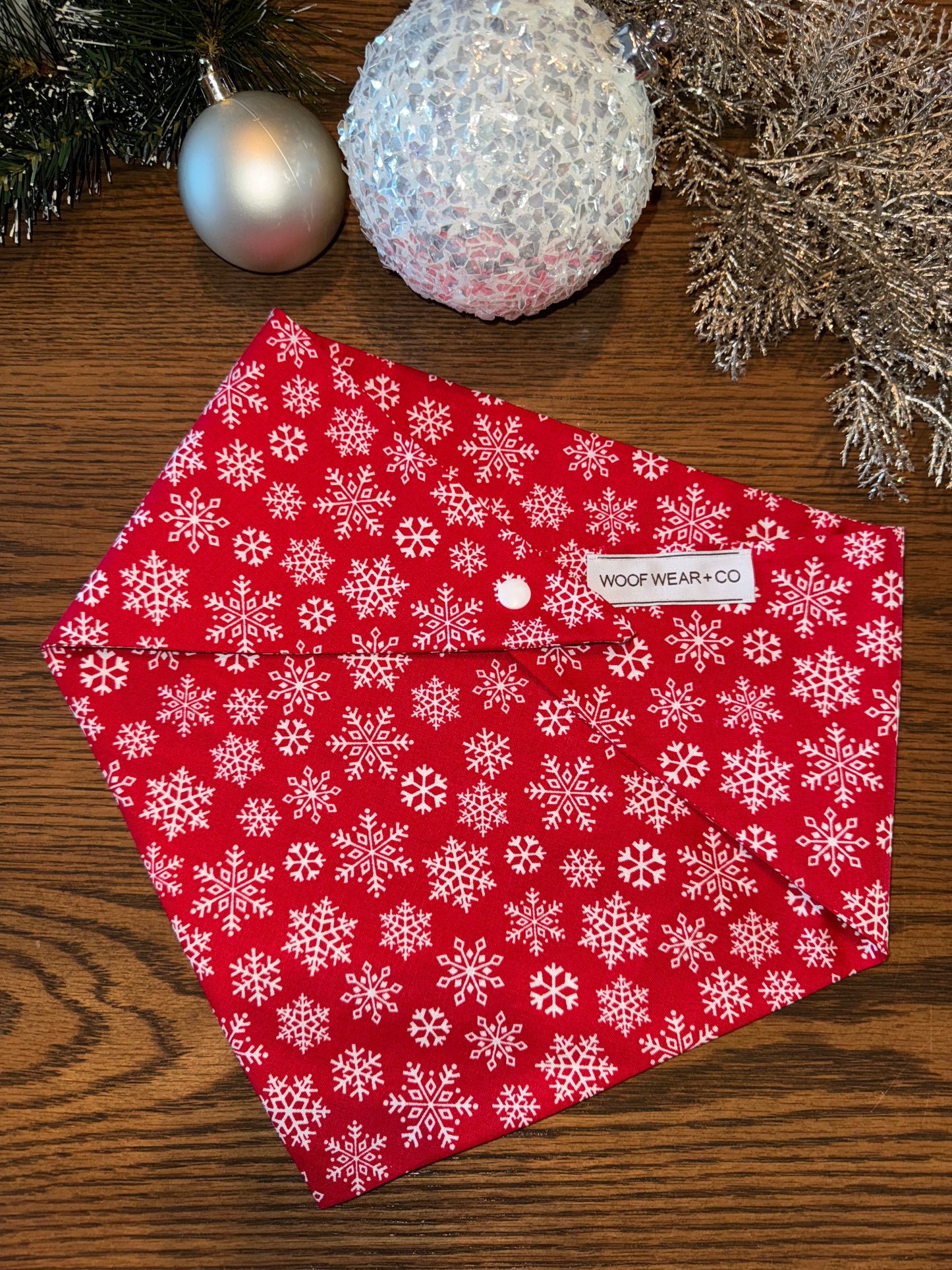 Red + White Snowflake Bandana