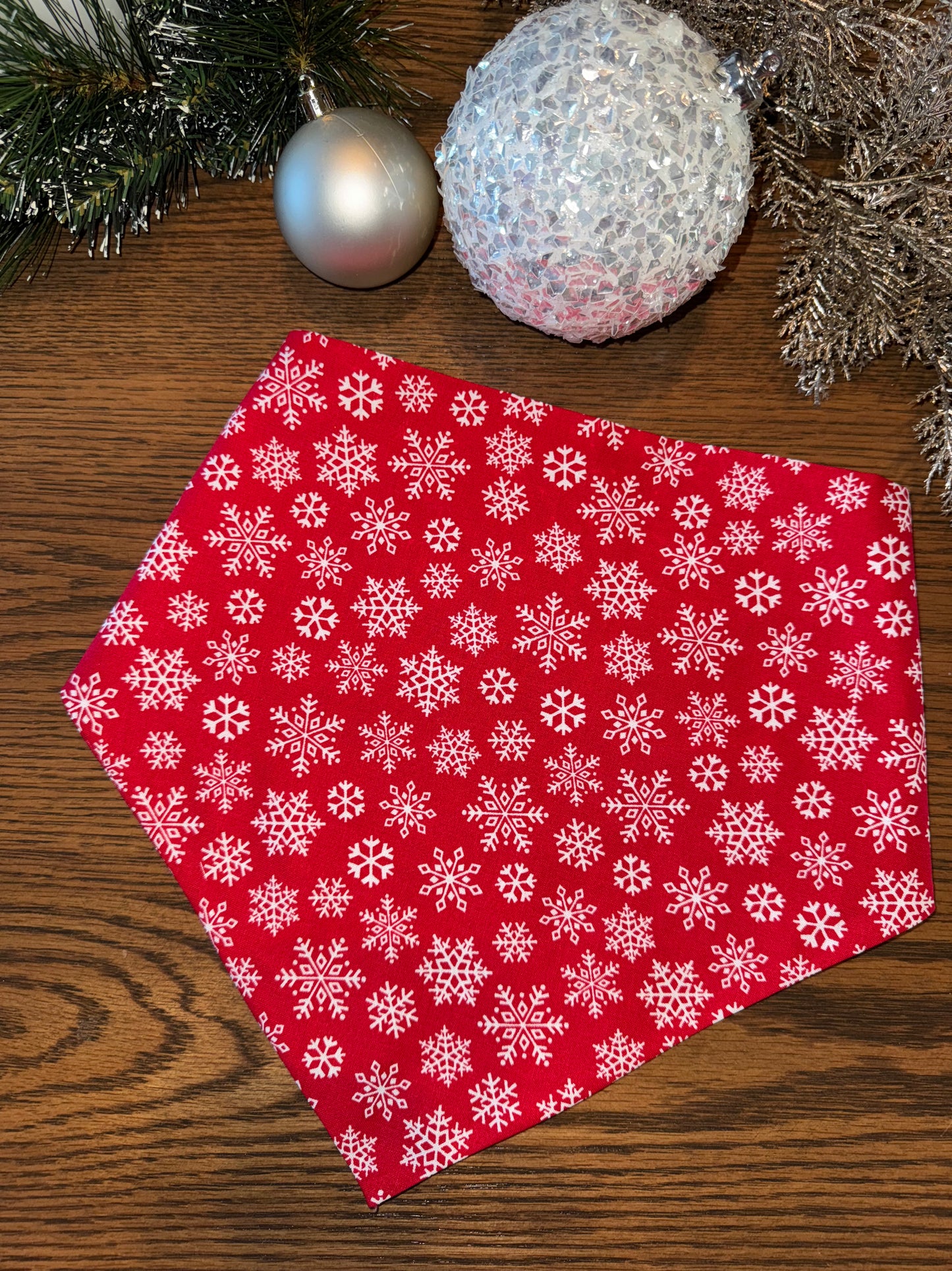 Red + White Snowflake Bandana