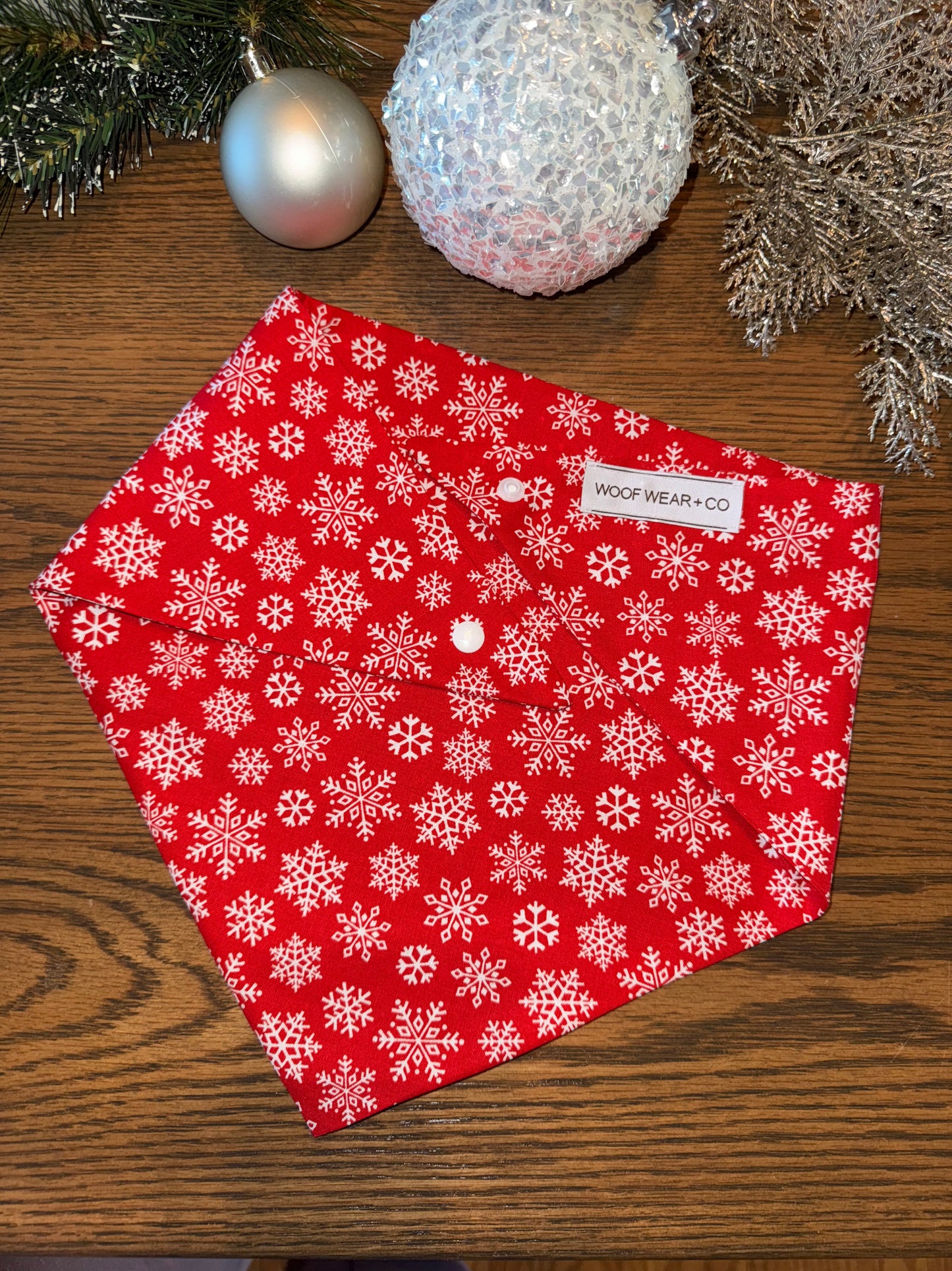 Red + White Snowflake Bandana