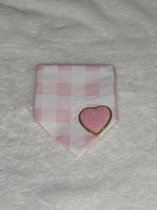 Baby Pink Plaid with Heart Patch